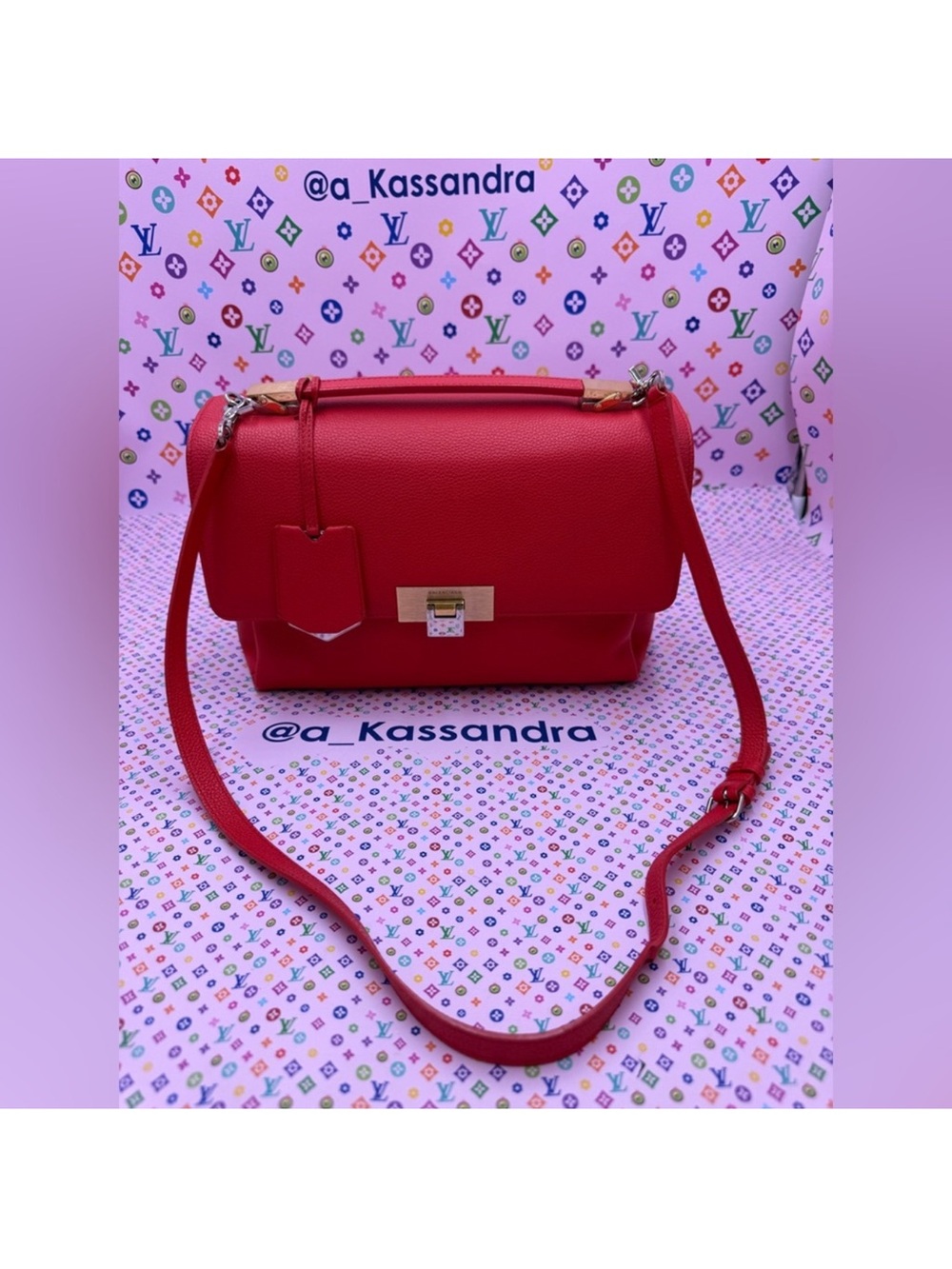 Balenciaga Rose Corail Leather Mini Le Dix Cartable Top Handle Bag